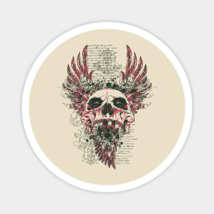 Vintage Zombie Skull with Wings Magnet